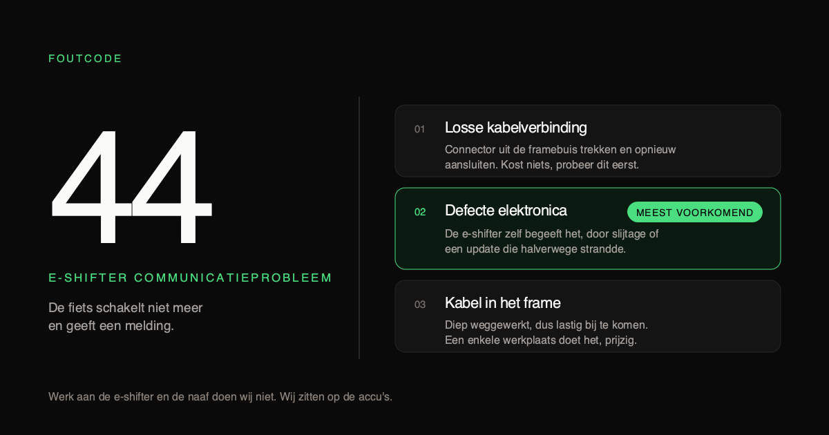 VanMoof error 44 en de e-shifter: waarom je S3 of X3 niet meer schakelt